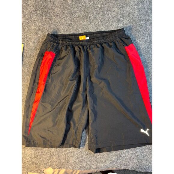 PUMA Athletic Shorts Mens XL Black Solid Casual Elastic‎ Waist Drawstring Logo - Picture 1 of 10